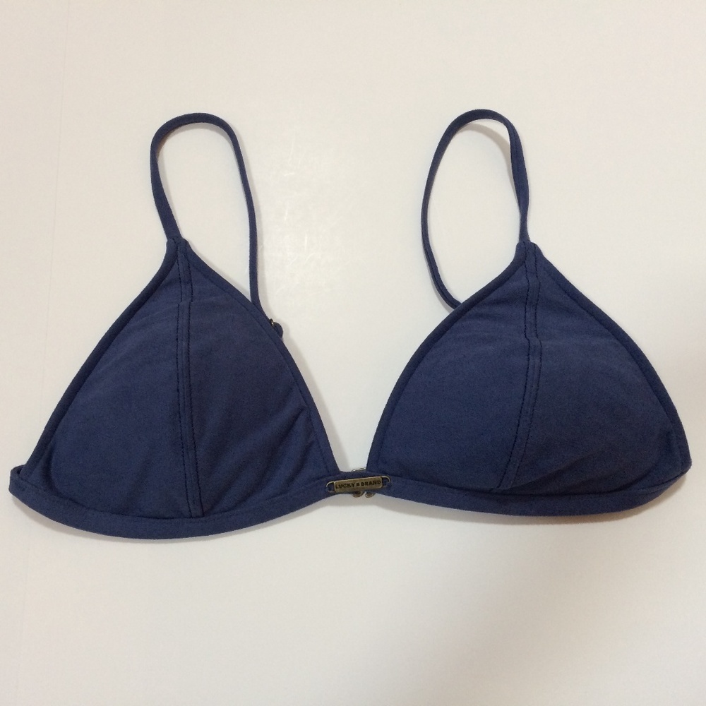 Lucky Brand Faux Suede Triangle Bikini Top - Medium